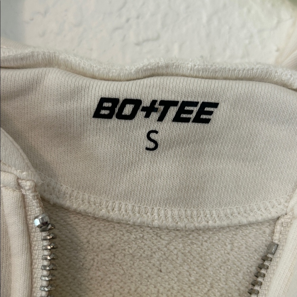 Bo & Tee off-white Zip-Up Cropped Hoodie Small - Picture 3 of 9